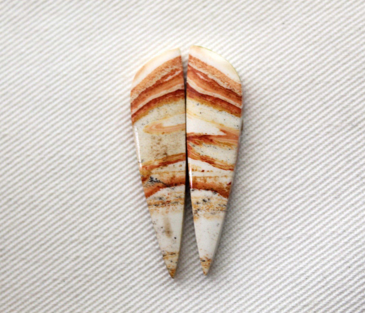 Pair of Retro Jasper Cabochon yellow orange