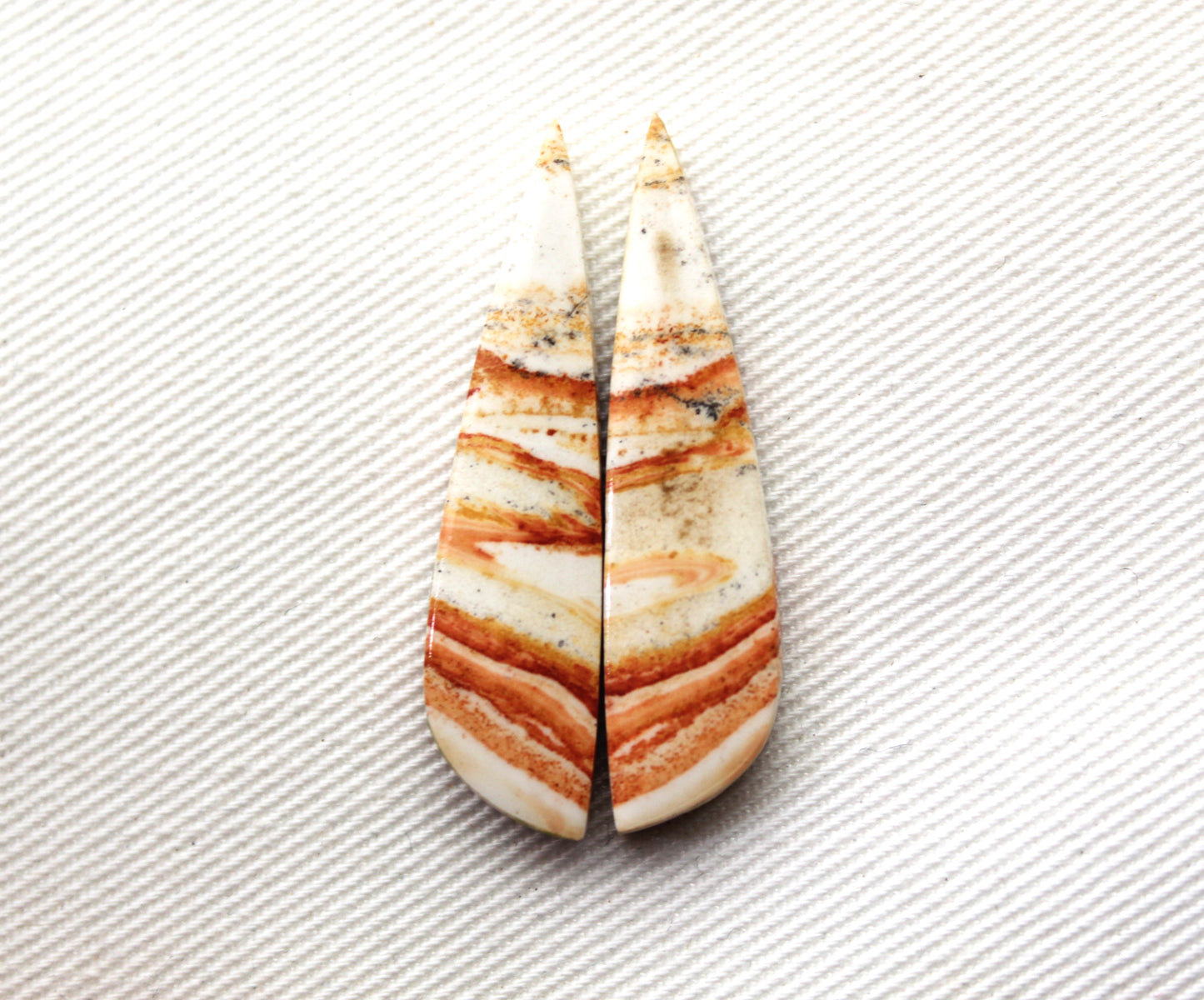 Pair of Retro Jasper Cabochon yellow orange