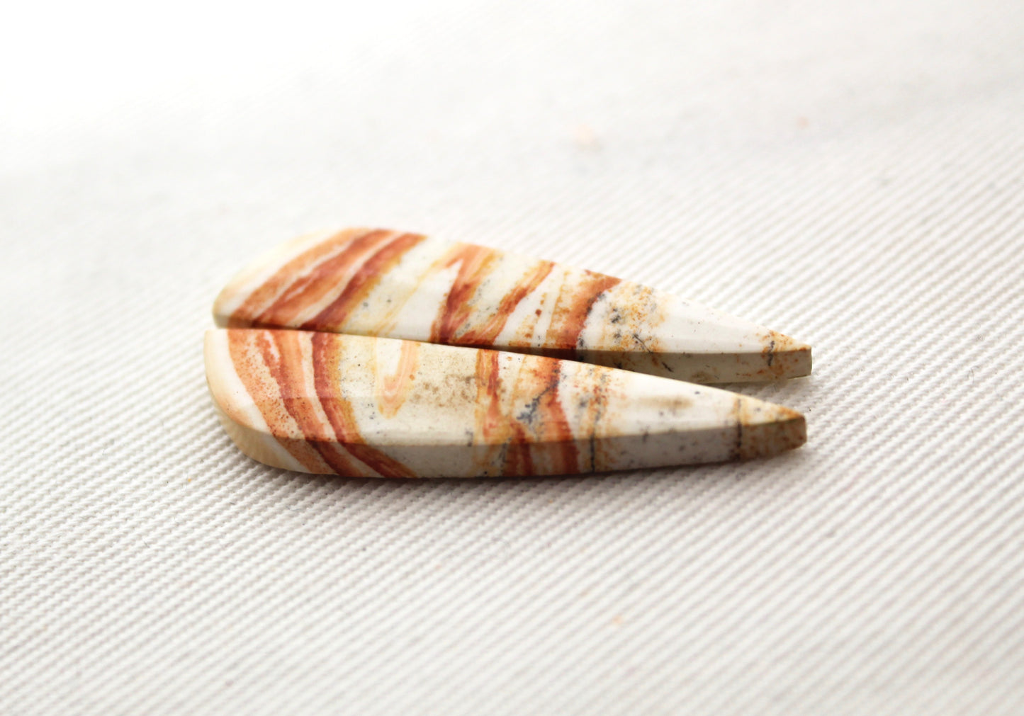 Pair of Retro Jasper Cabochon yellow orange