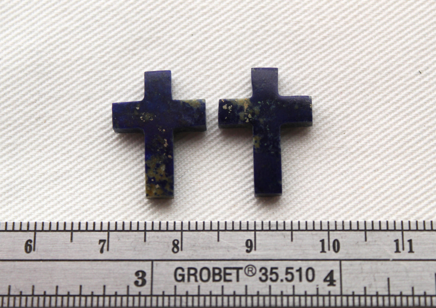 Pair of Lapis Lazuli cabochons Gemstones FLAT mini Cross 13X18MM