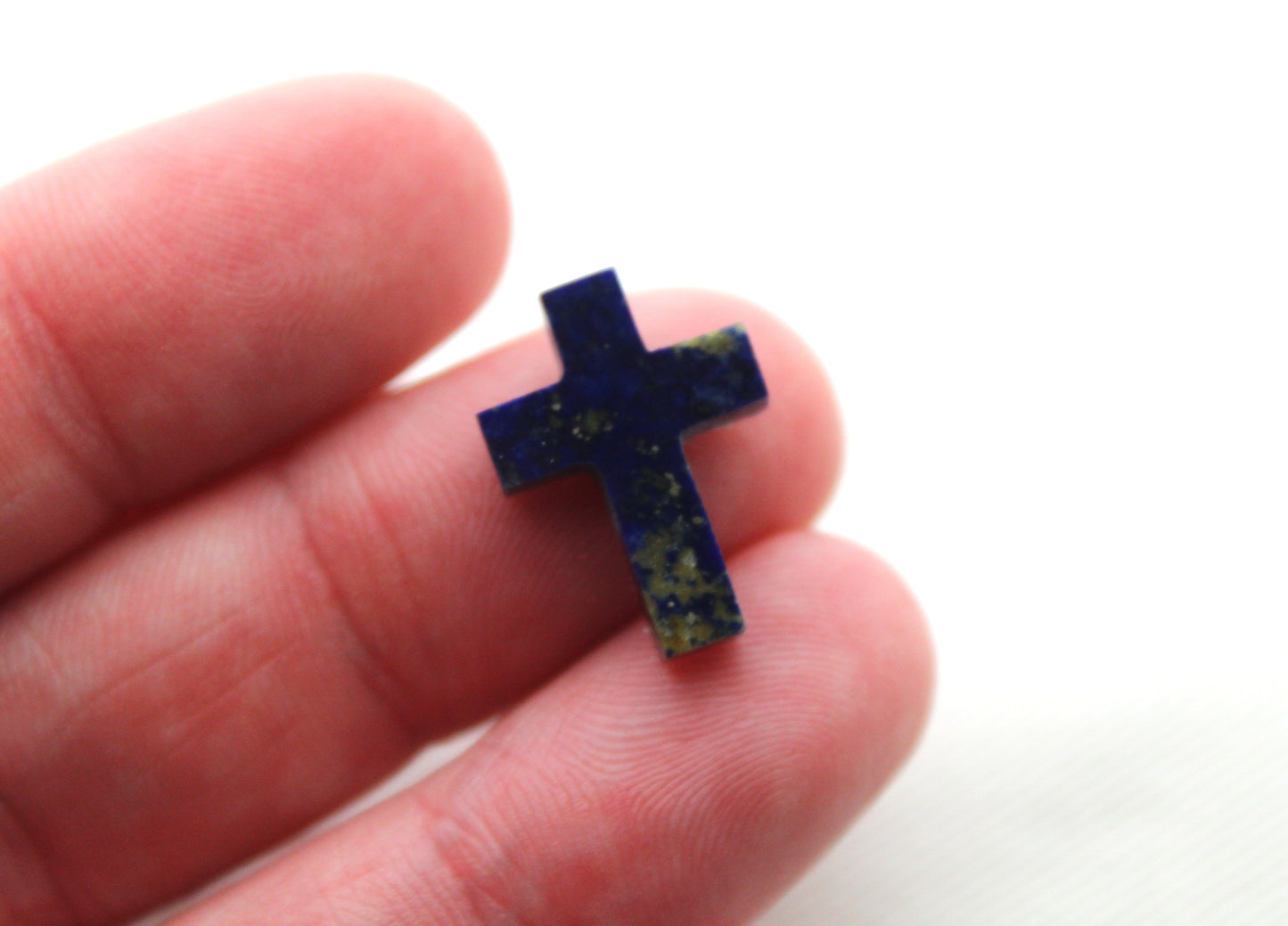 Pair of Lapis Lazuli cabochons Gemstones FLAT mini Cross 13X18MM