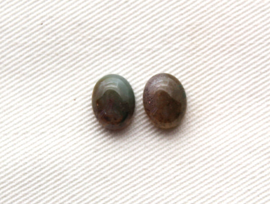TWO Green Bloodstone Cabochons Oval 8X10MM