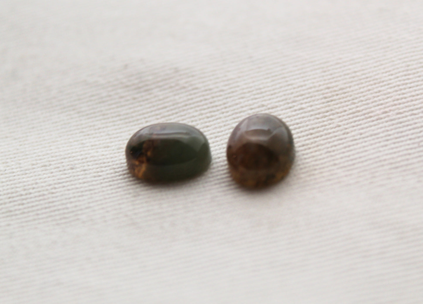 TWO Green Bloodstone Cabochons Oval 8X10MM