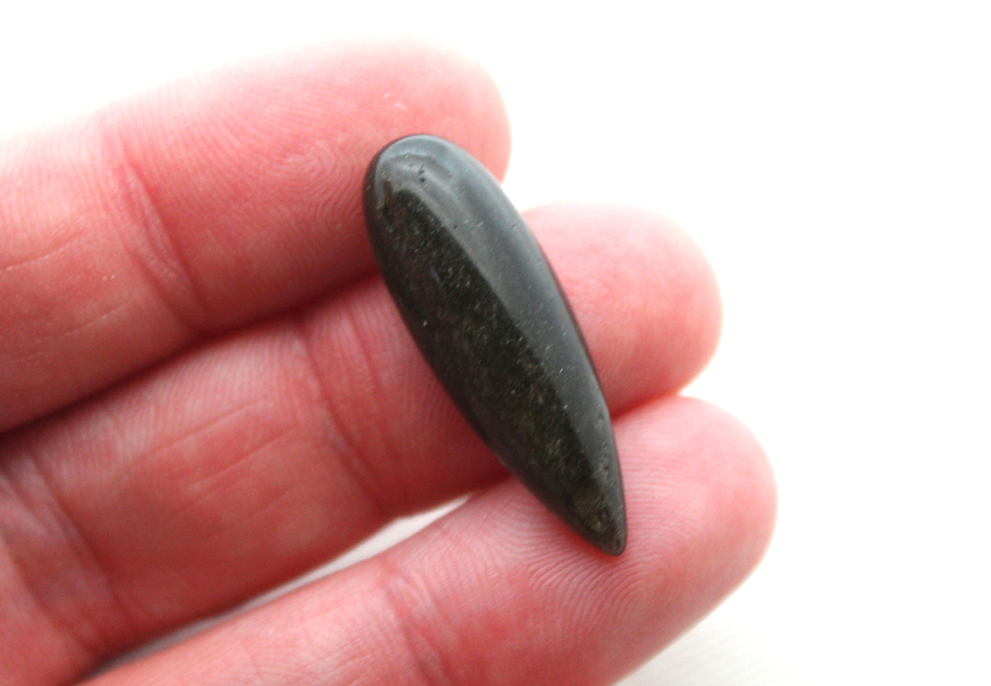 TWO Gold Obisidian pear Cabochon Gemstone 10x30 MM