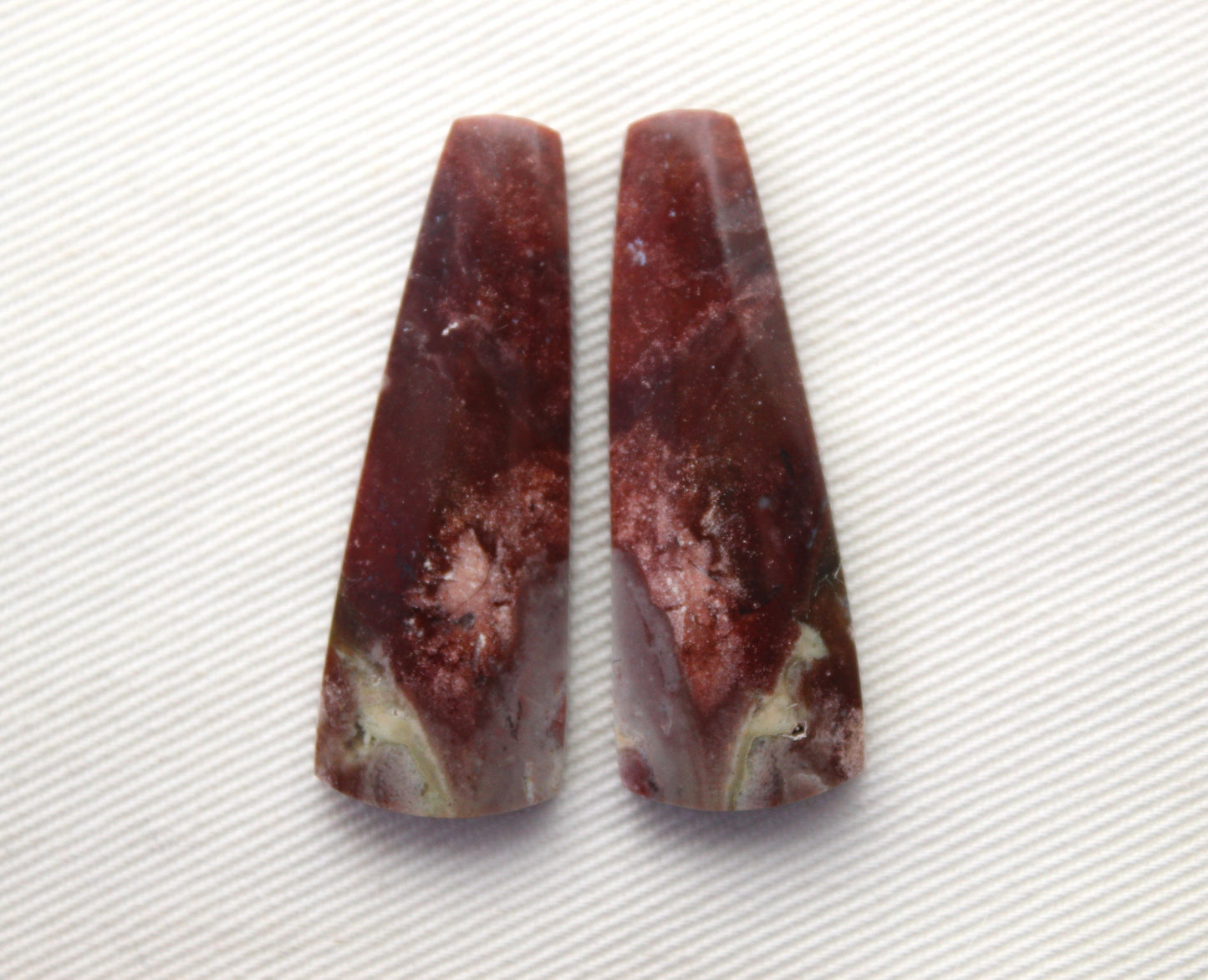Indonesian Jasper Cabochons Pair Gemstone pink beige