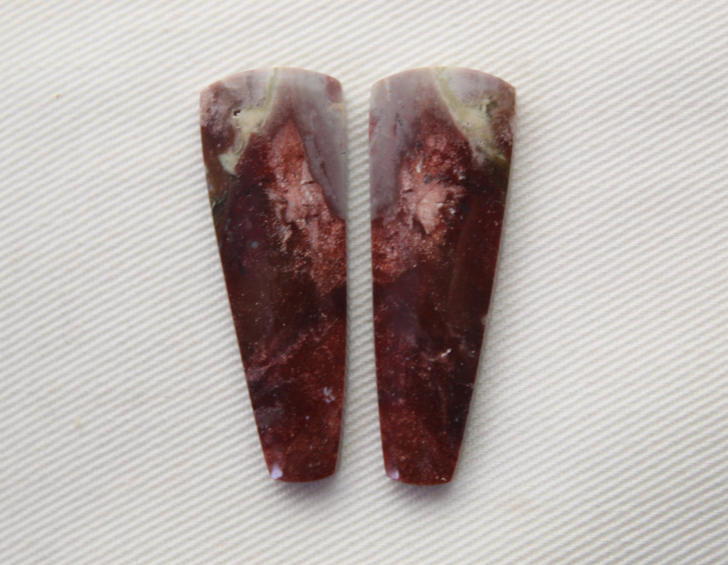 Indonesian Jasper Cabochons Pair Gemstone pink beige