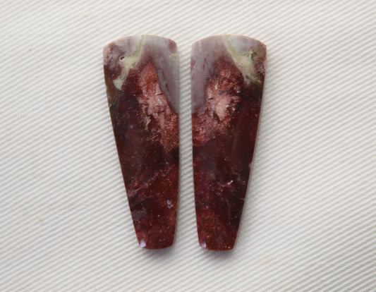 Indonesian Jasper Cabochons Pair Gemstone pink beige