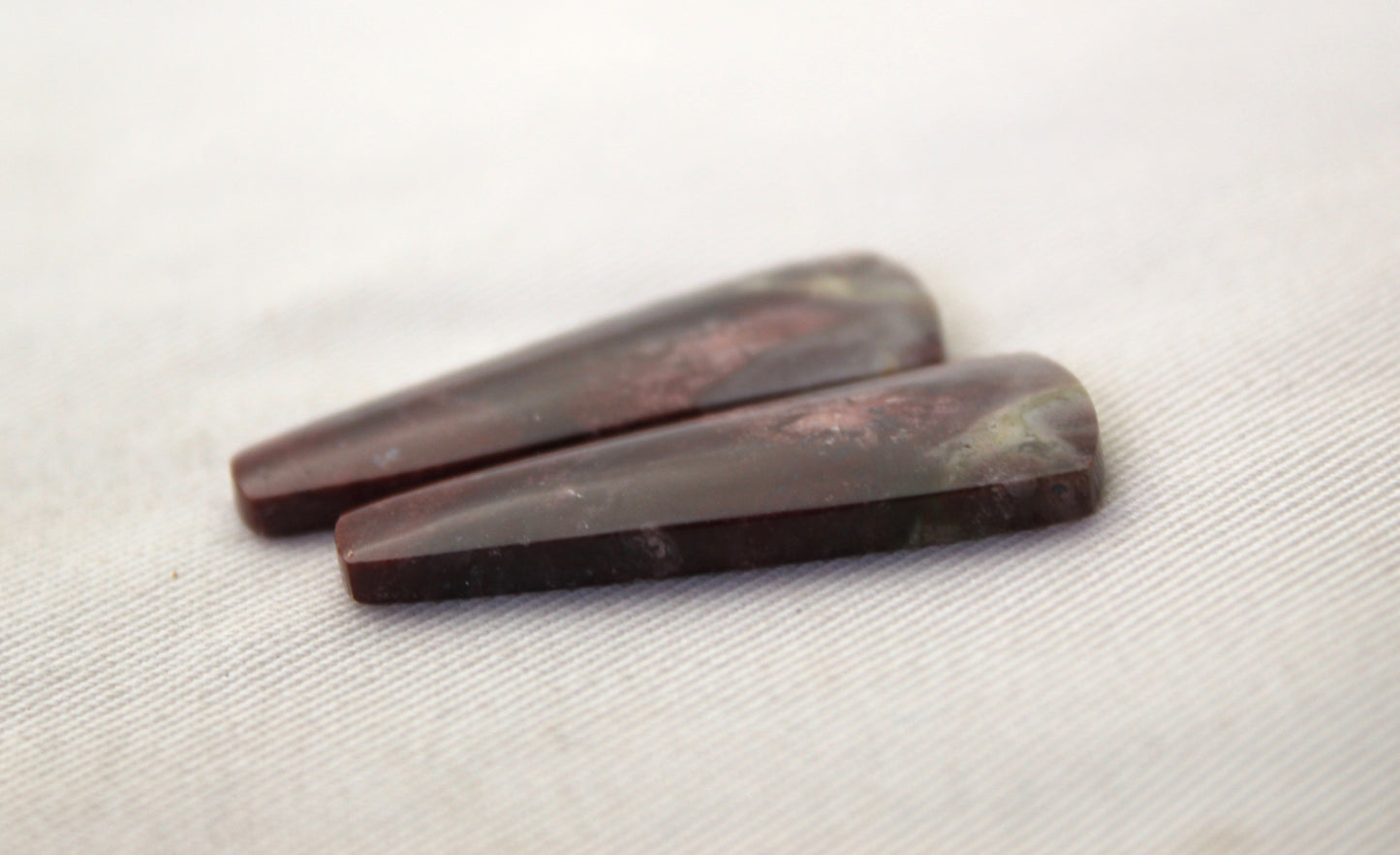 Indonesian Jasper Cabochons Pair Gemstone pink beige