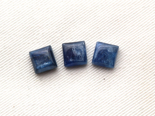 THREE Kyanite Cabochons Square 8MM blue gemstone - LAST ONES