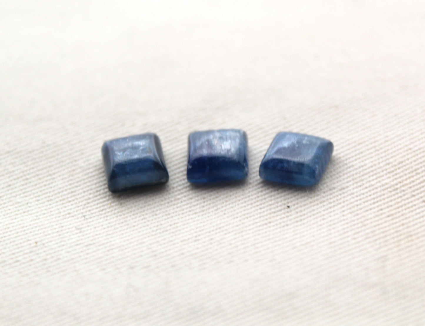 THREE Kyanite Cabochons Square 8MM blue gemstone - LAST ONES