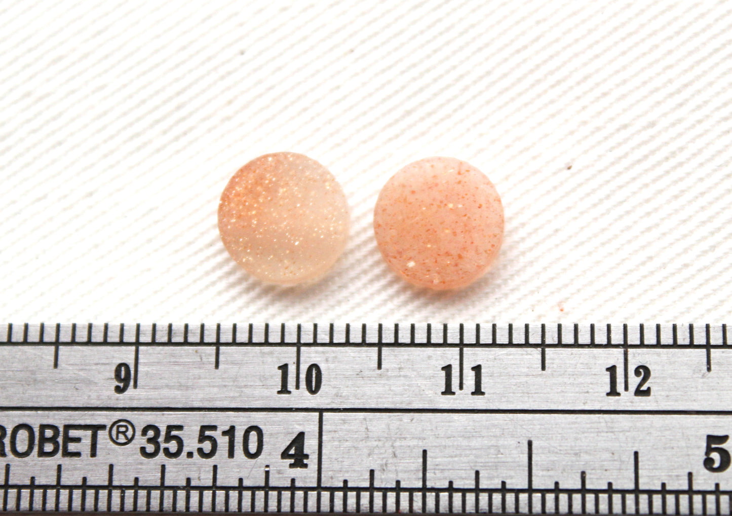 TWO Gold sand Sunstone cabochons 8 MM Gemstones round