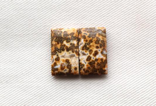 SMALL River Jasper Cabochon Pair Gemstone rectangle