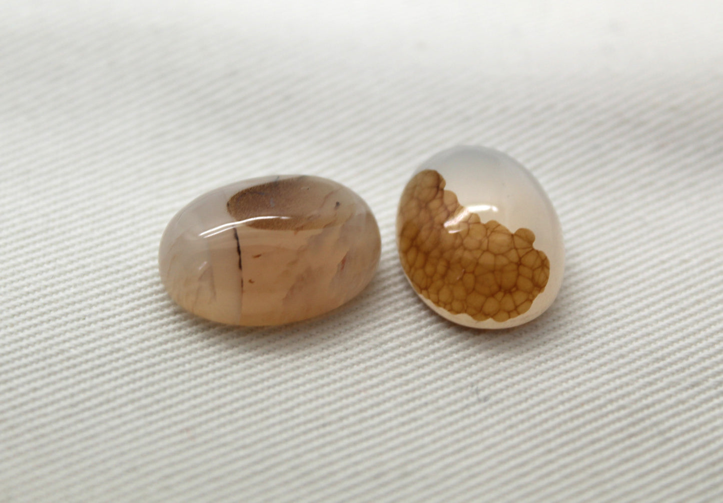 TWO Montana Agate Cabochon Oval gemstone 12X16MM
