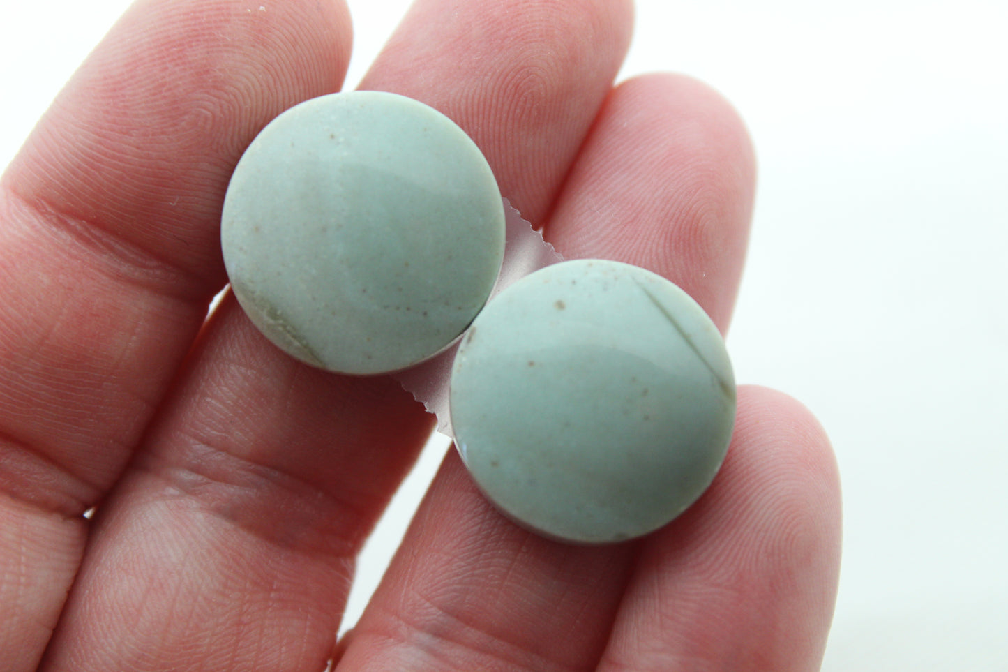 Pair of green Jasper Cabochons round 19MM