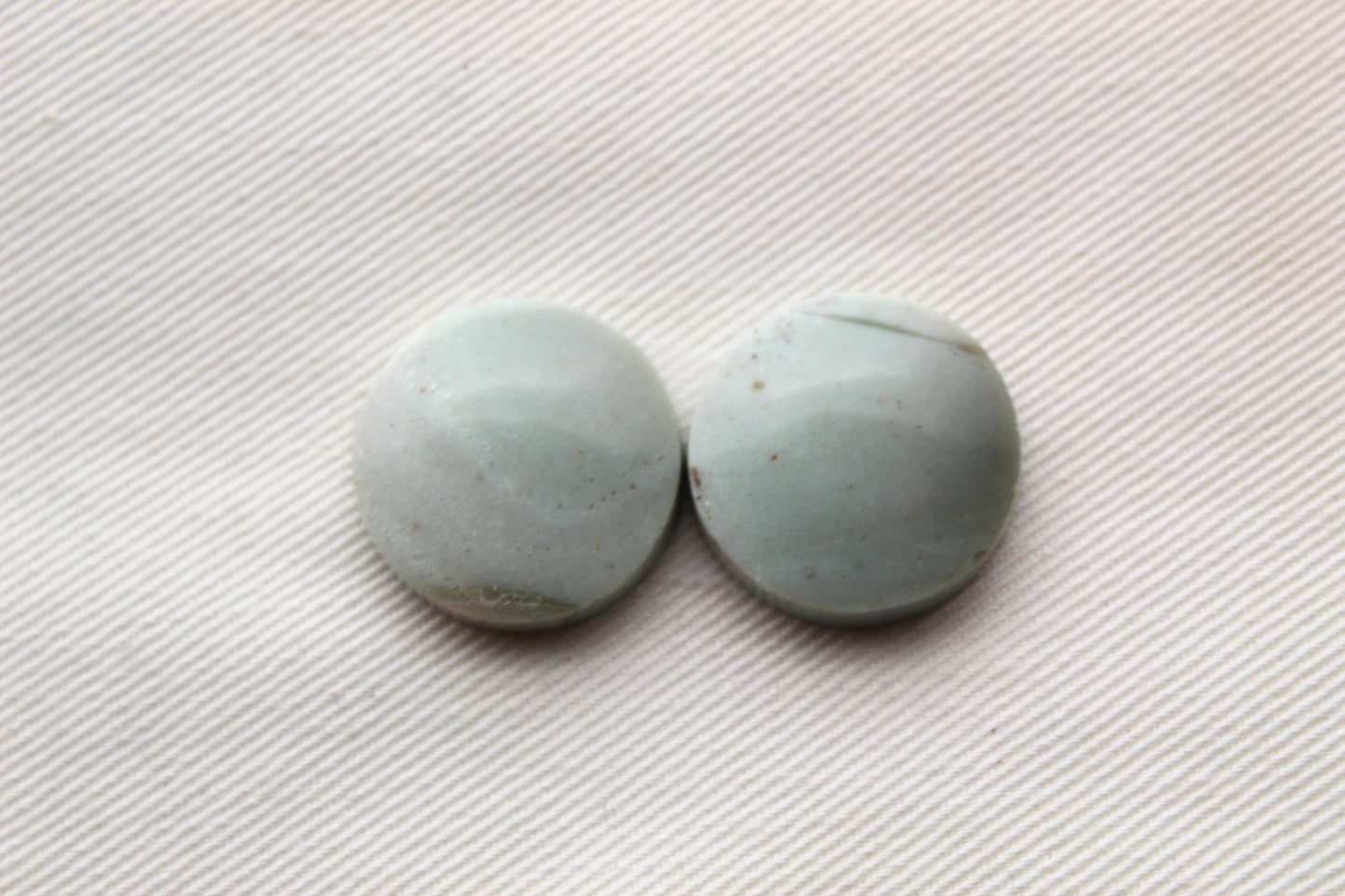 Pair of green Jasper Cabochons round 19MM