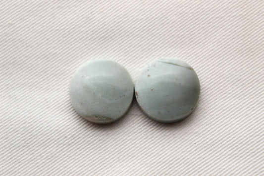 Pair of green Jasper Cabochons round 19MM