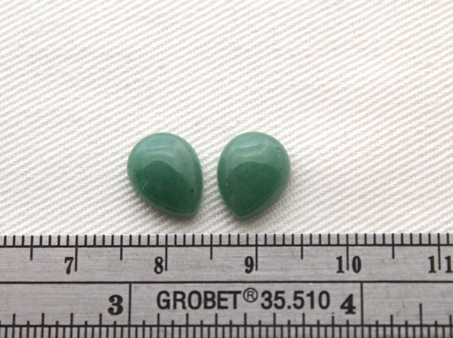 TWO pear green aventurine cabochons Gemstone 8X10MM