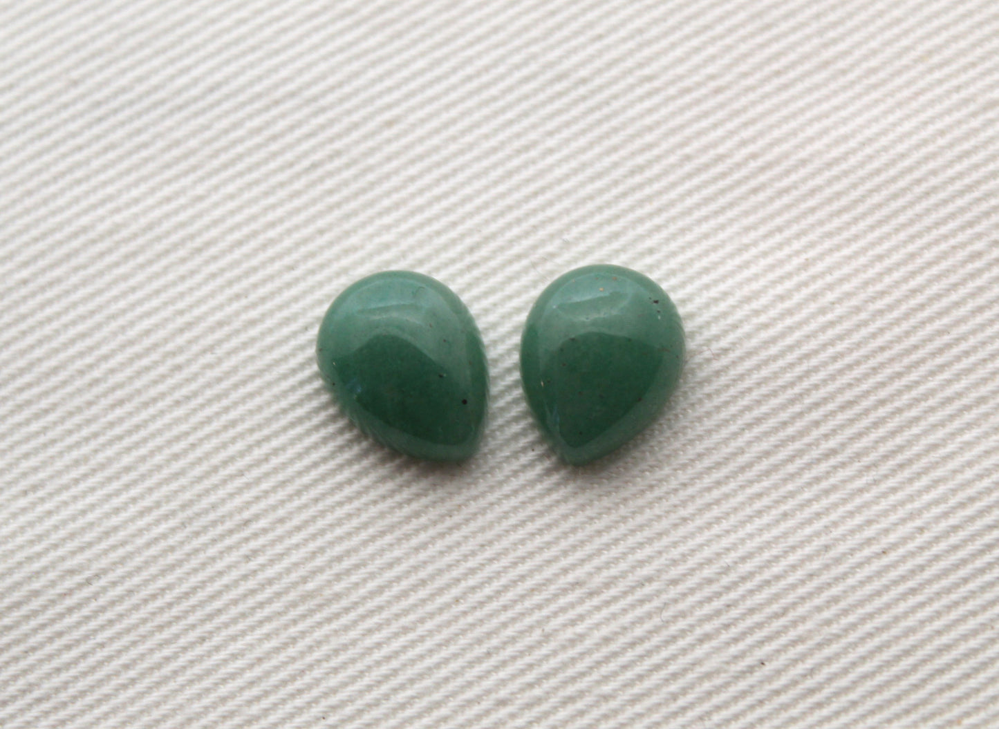 TWO pear green aventurine cabochons Gemstone 8X10MM