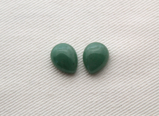 TWO pear green aventurine cabochons Gemstone 8X10MM