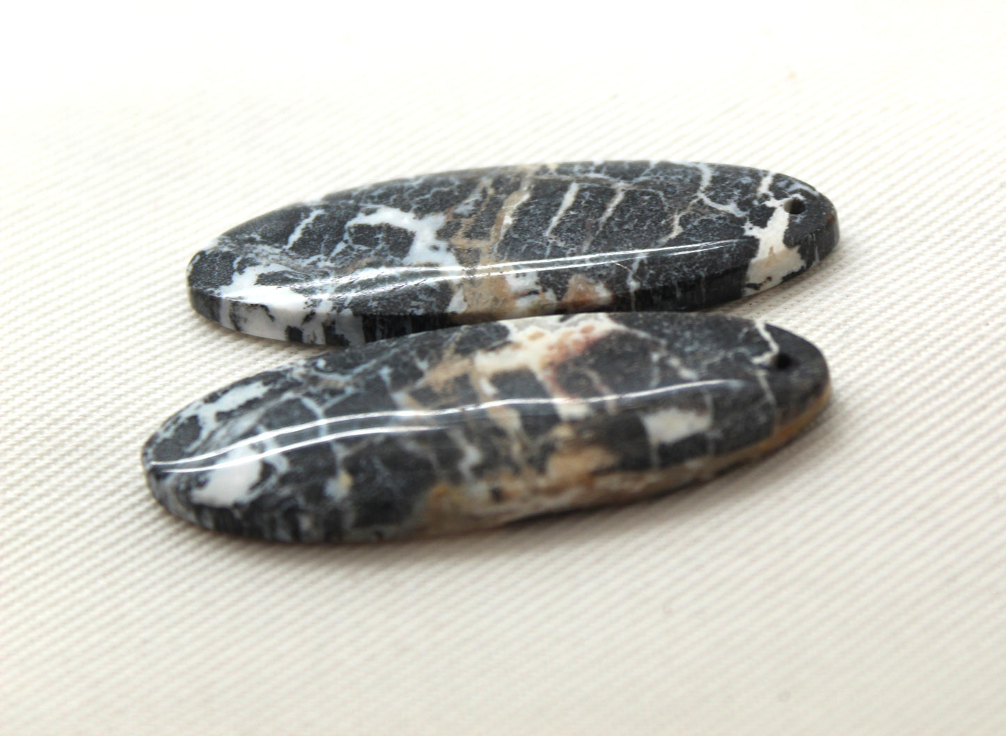 Pair of Petrified Wood Oval DRILLED