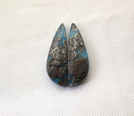 Marcasite DOUBLET Cabochons Pair Gemstone