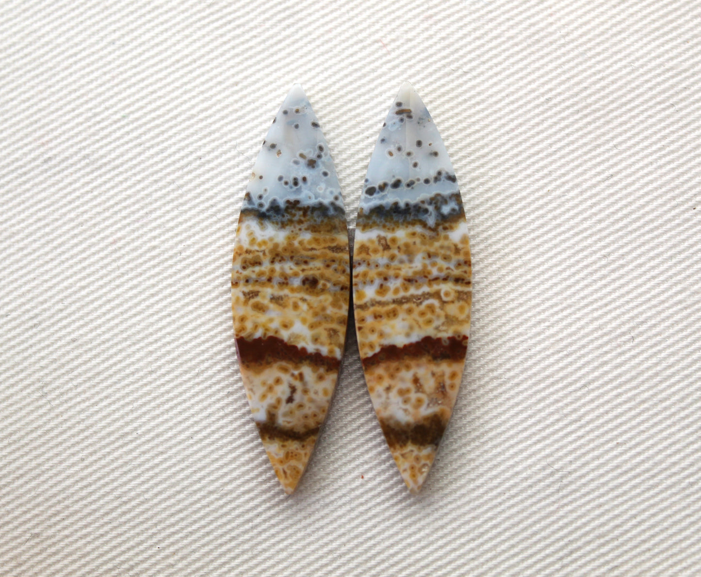 River Jasper Cabochon Pair Gemstone marquise