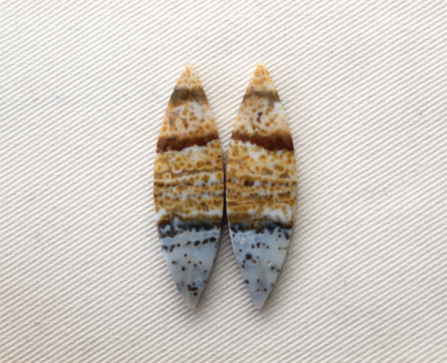 River Jasper Cabochon Pair Gemstone marquise