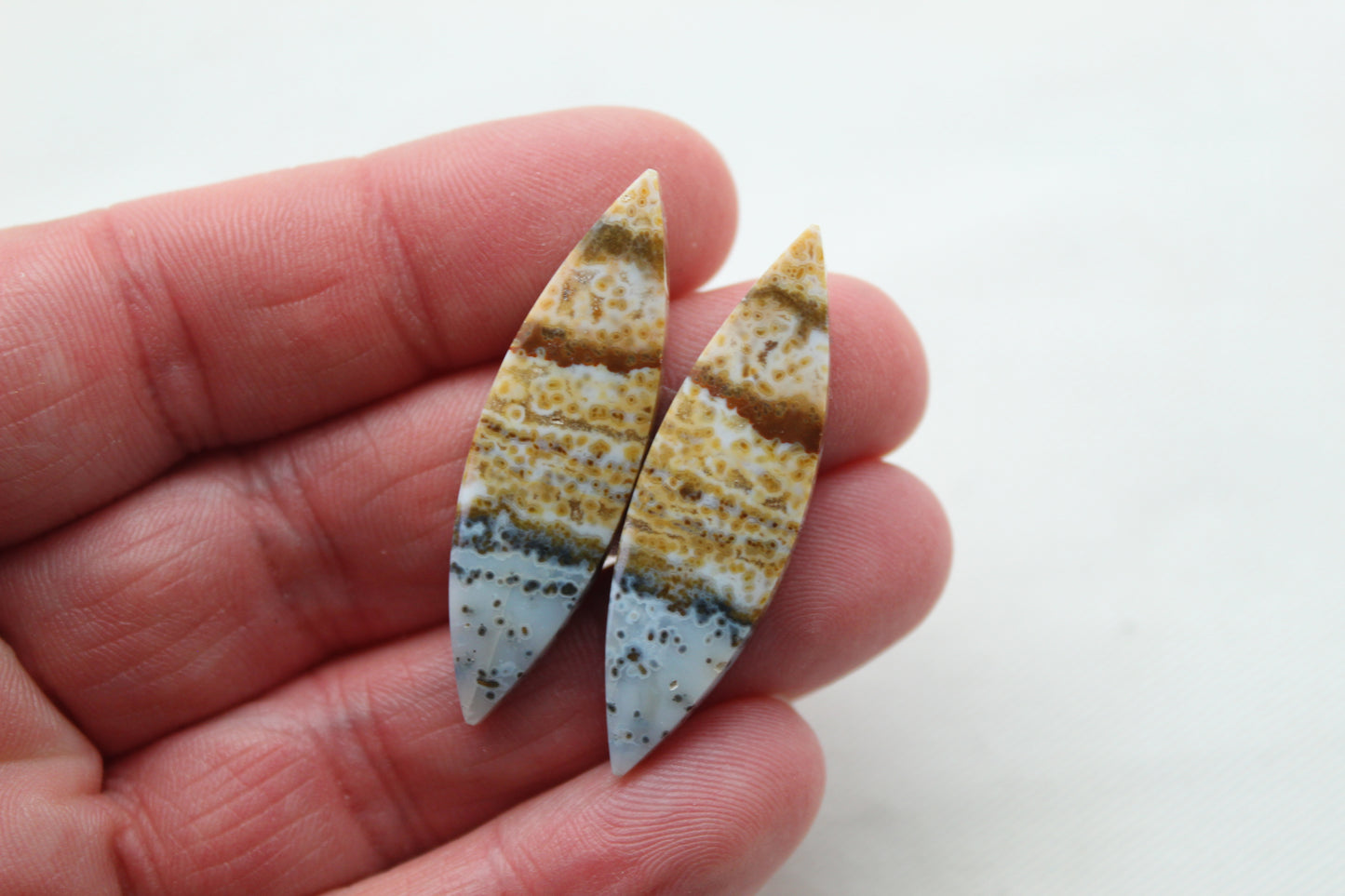 River Jasper Cabochon Pair Gemstone marquise