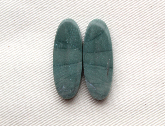 Pair of Imperial green Jasper Cabochons oval