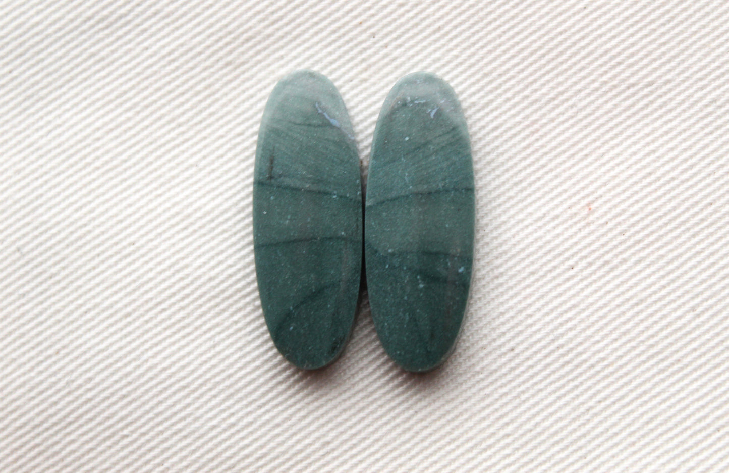 Pair of Imperial green Jasper Cabochons oval