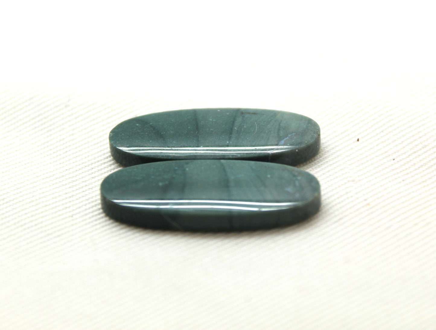 Pair of Imperial green Jasper Cabochons oval