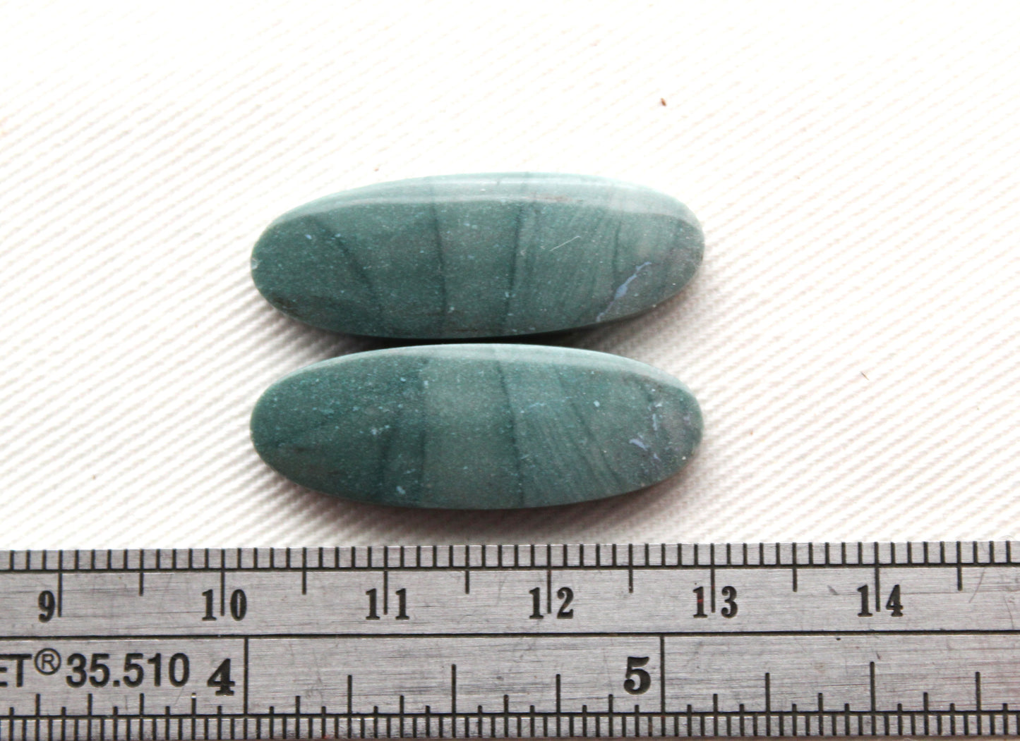 Pair of Imperial green Jasper Cabochons oval