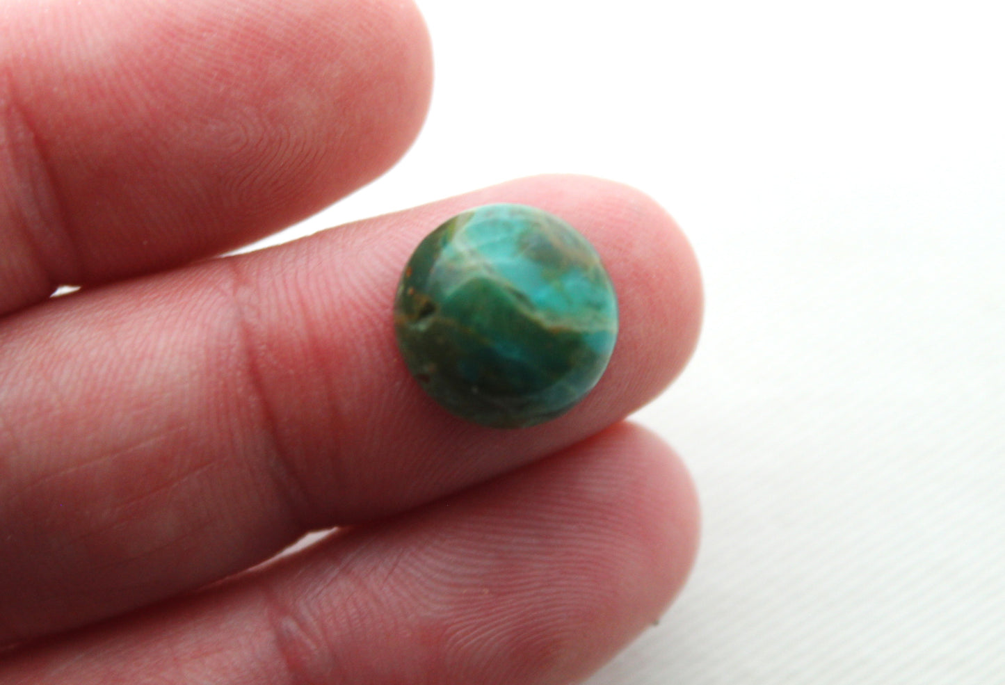 TWO Peruvian Opals Cabochons green blue gemstone round 12MM