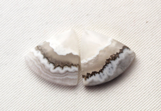 Pandora Agate Pair Cabochon Gemstone white beige
