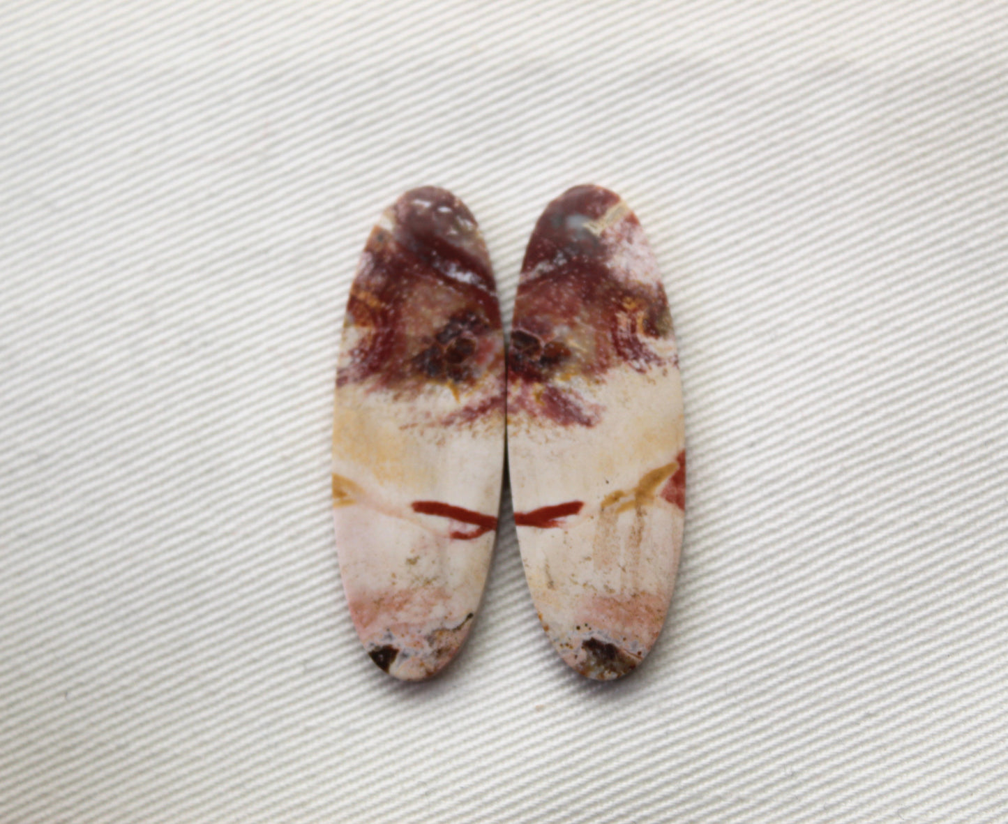 THIN Pair of Indonesian Jasper Cabochons gemstones