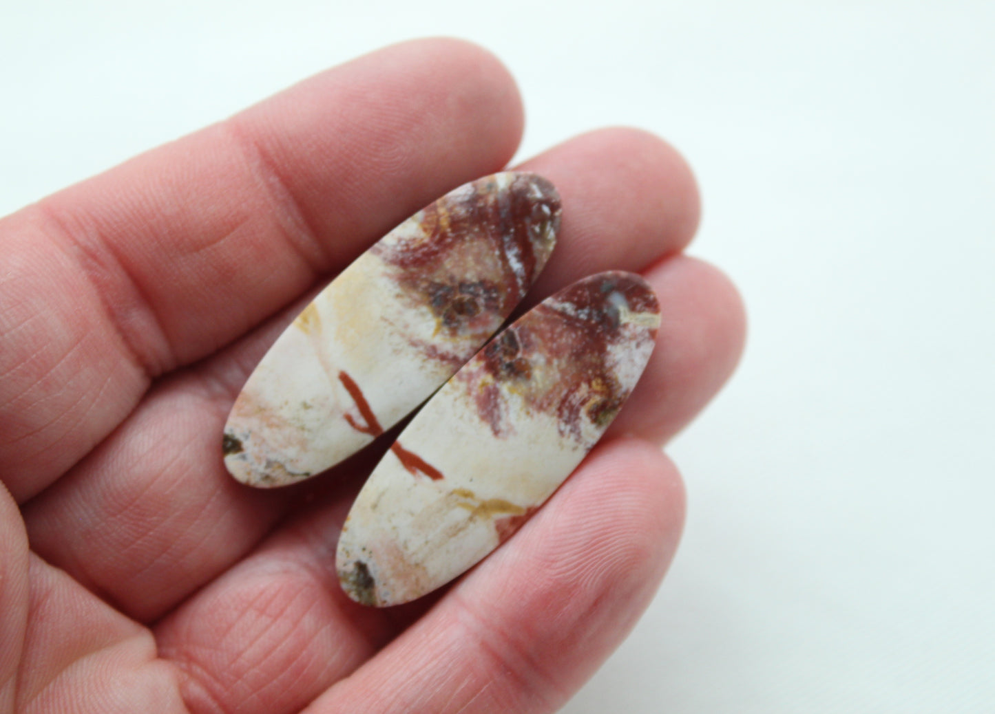 THIN Pair of Indonesian Jasper Cabochons gemstones