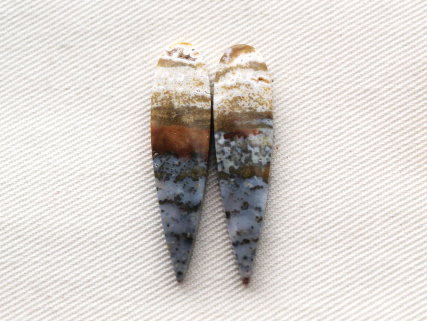 Blue River Jasper Cabochon Pair Gemstone teardrop