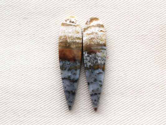 Blue River Jasper Cabochon Pair Gemstone teardrop
