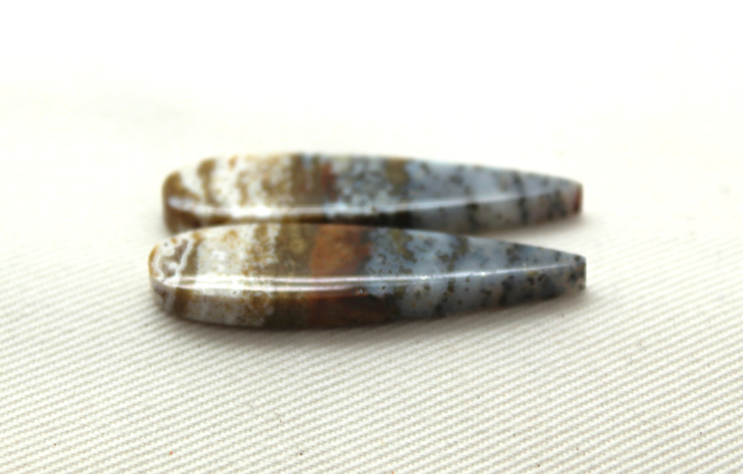 Blue River Jasper Cabochon Pair Gemstone teardrop