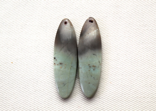 Green Jasper cabochons Gemstone pair DRILLED