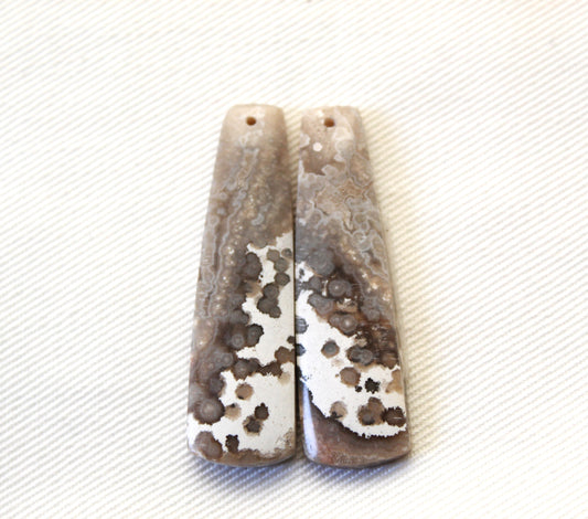 River Jasper Cabochon Pair Gemstone beige DRILLED