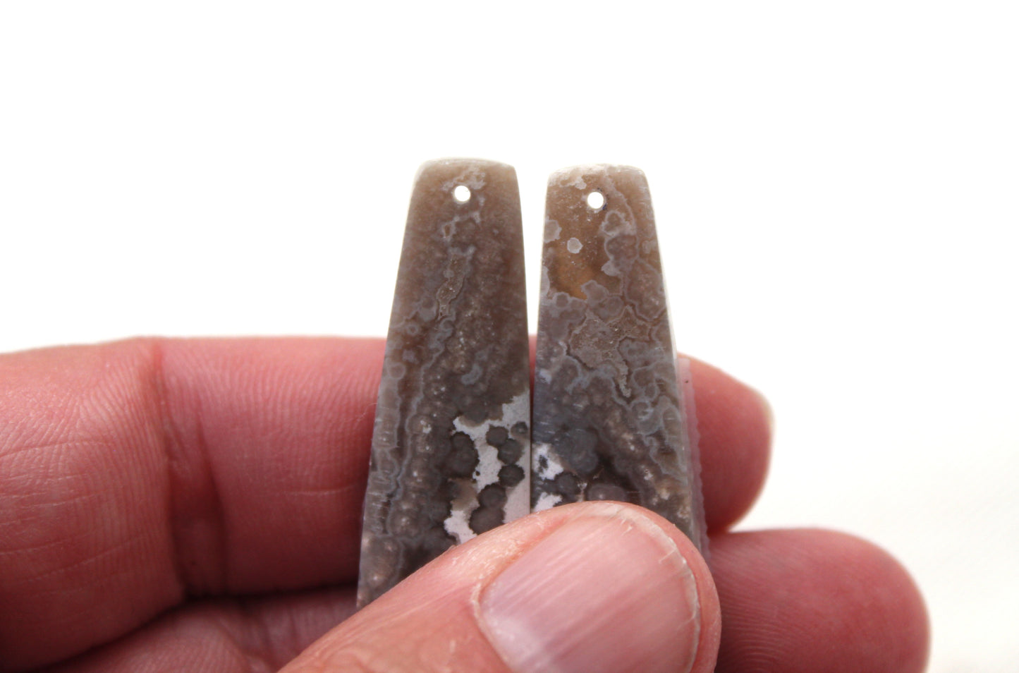 River Jasper Cabochon Pair Gemstone beige DRILLED