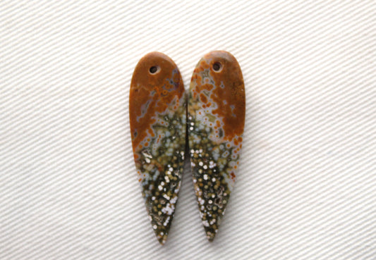 Small River Jasper Pair Cabochon Gemstone DRILLED