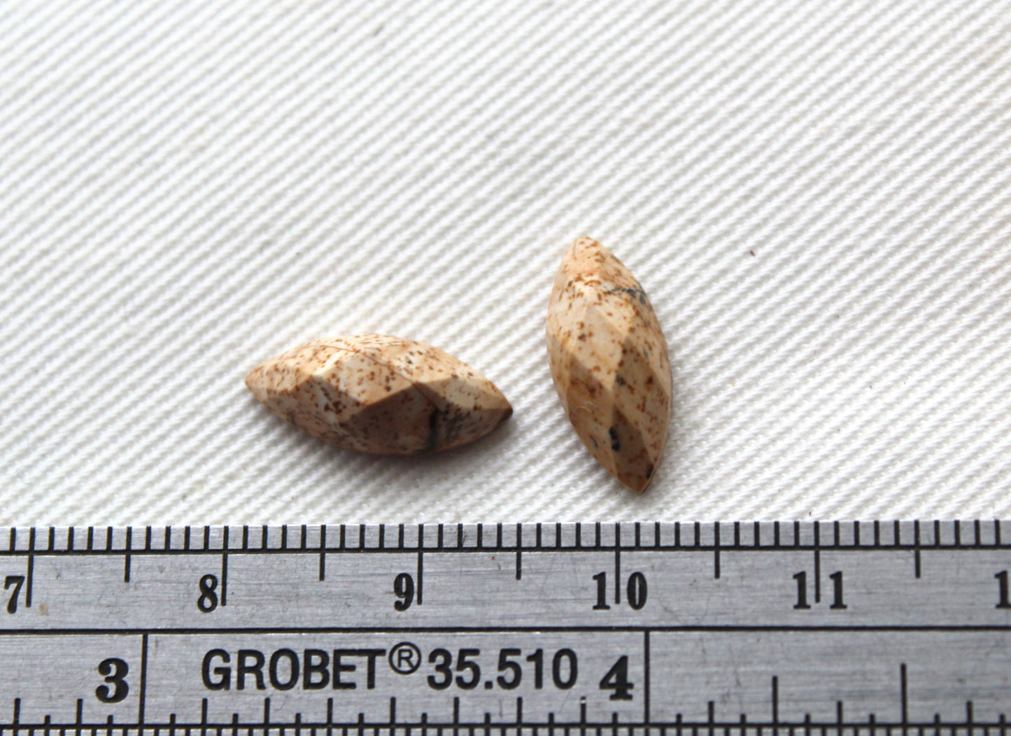 TWO Picture Jasper faceted Cabochons marquise 5X10MM