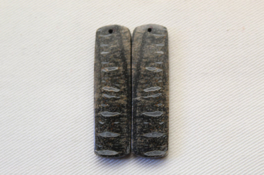 Palm Root Bone Cabochon Pair natural gemstones rectangle DRILLED