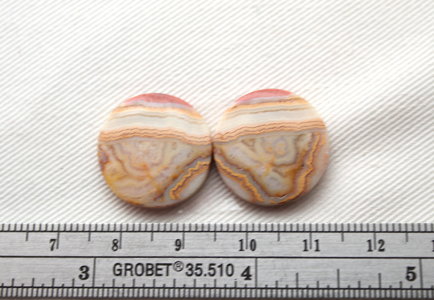 Lace Agates Cabochons Gemstone Pair round 19MM