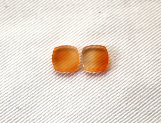 TWO Carnelian Flat cabochons Orange square cushion gemstones 8 mm