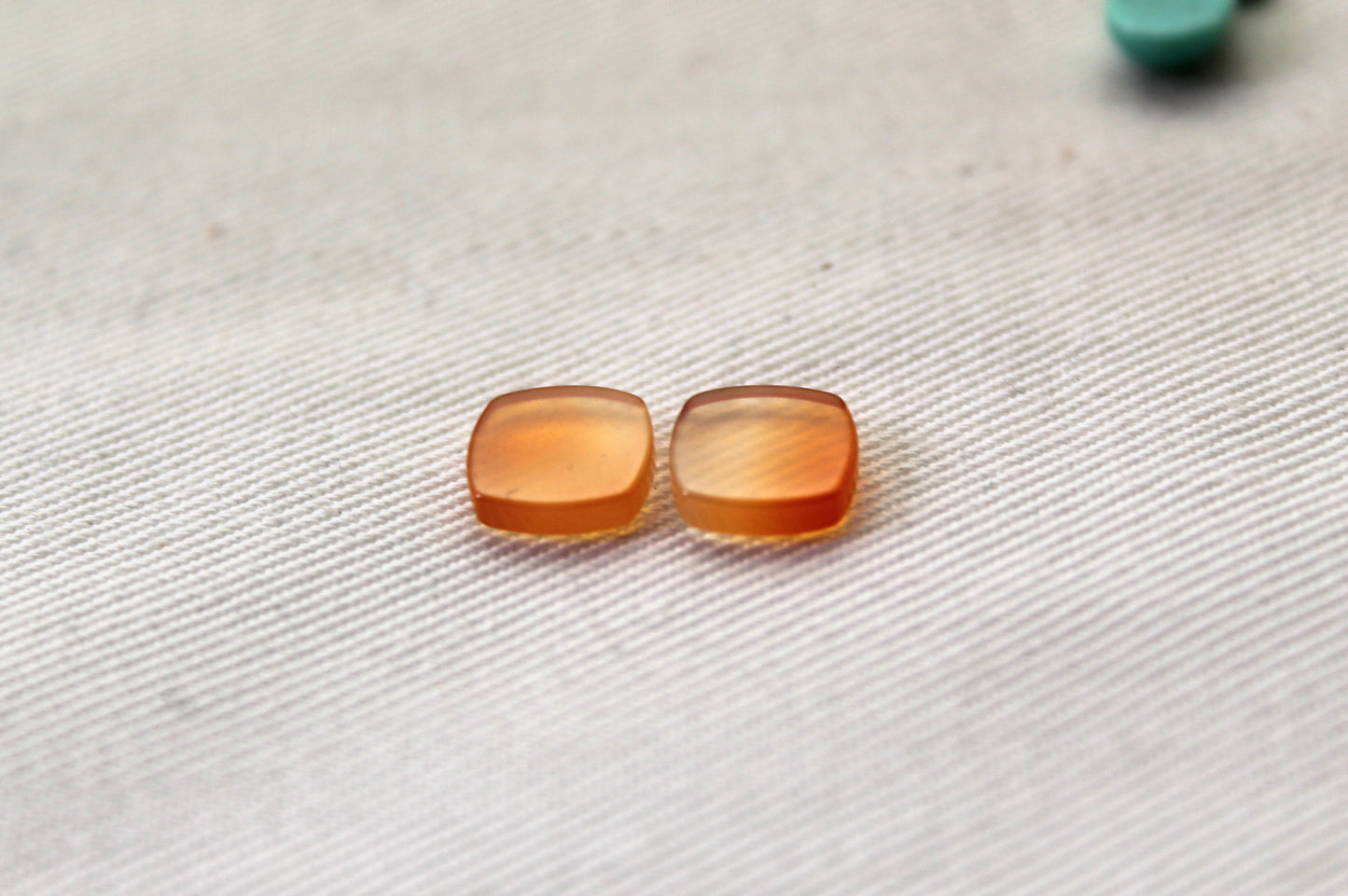 TWO Carnelian Flat cabochons Orange square cushion gemstones 8 mm