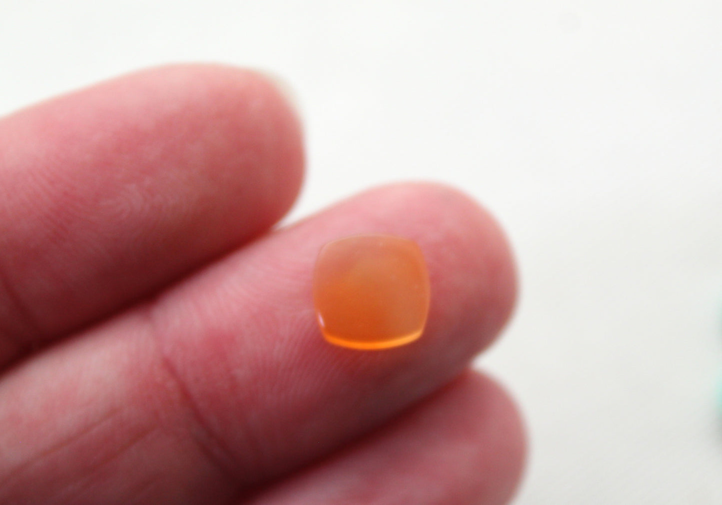 TWO Carnelian Flat cabochons Orange square cushion gemstones 8 mm