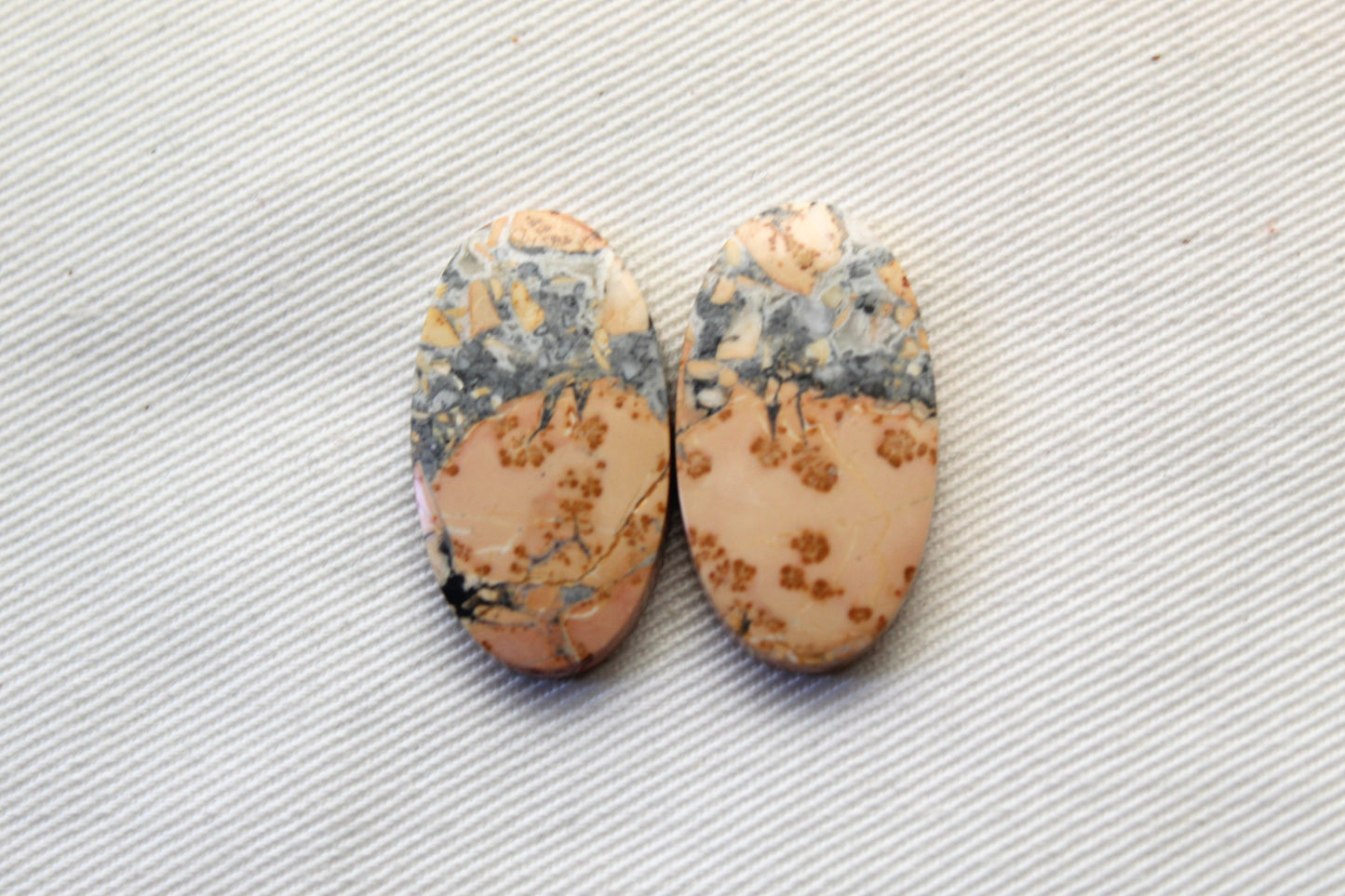 Small Maligano Jasper cabochons pair Gemstone oval